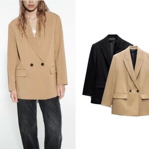 Zara beige tan blazer jacket new with tag